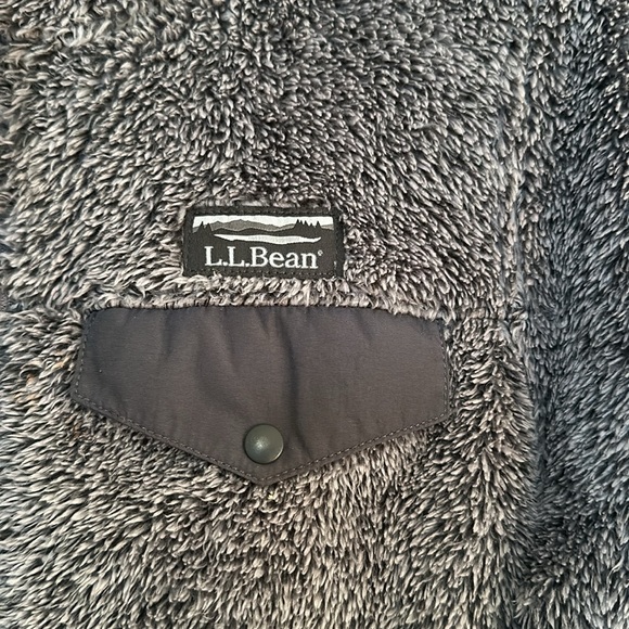 LL Bean Women Jacket Zip Front Coat Gray Hi Pile Fleece Sherpa, SPetite - Picture 2 of 4